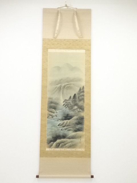 掛け軸 長尾經華 水墨山水 絹本 希少 軸装 茶道具 掛軸 美品 です。 道具 ] - 道具 小川映月筆 彩色山水 肉筆絹本掛軸（共箱） | ネット